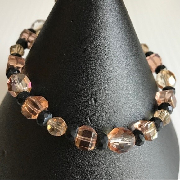 Vintage Handmade Topaz Swarovski Crystal Cube Crystal Czech Glass Bracelet 8 In - Picture 1 of 8